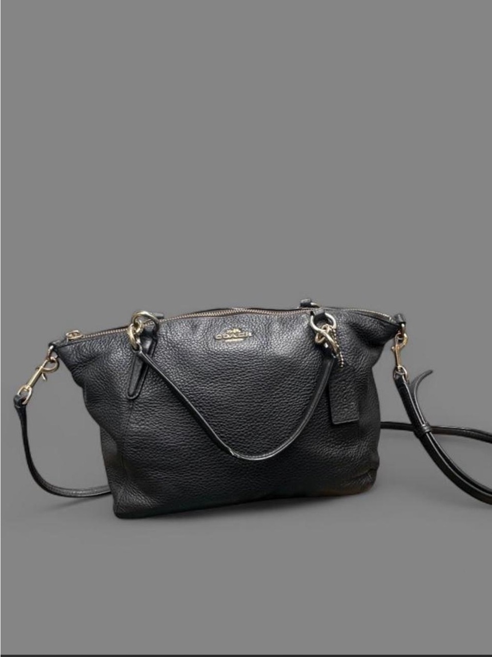 Coach Small Kelsey Satchel Black Pebble Leather Crossbody Bag F36675
